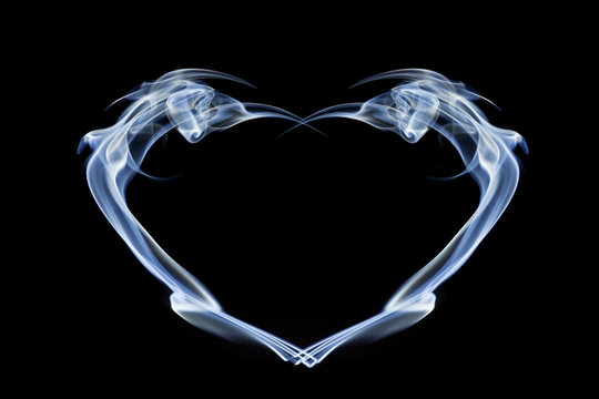 Abstract of love. Heart from smoke.Black and white.