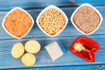 Ingredients containing vitamin B6 and dietary fiber, healthy nutrition