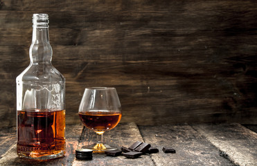 Cognac with bitter chocolate.