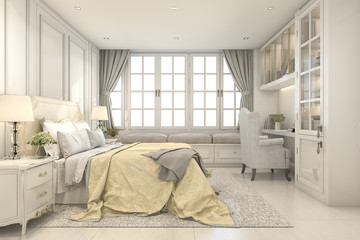 3d rendering beautiful vintage and classic kid bedroom