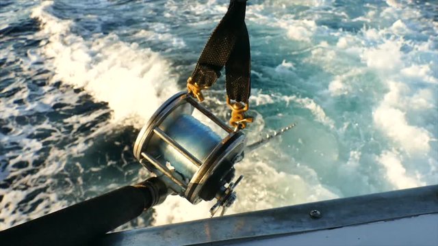 deep sea fishing rod on boat