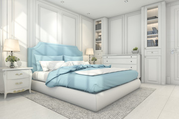 3d rendering beautiful vintage and classic kid bedroom
