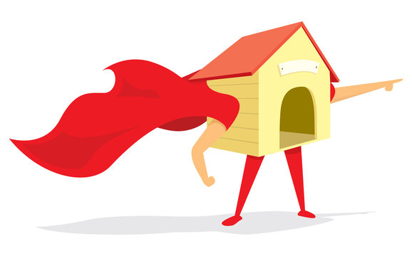 Dog house hero with cape
