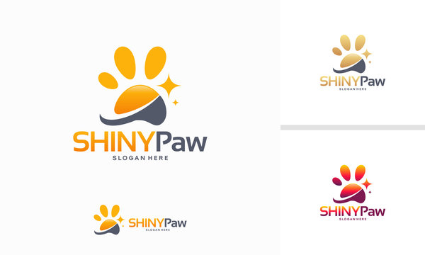 Star Paw logo designs concept, Shiny Paw logo designs template vector