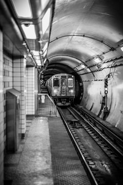 Underground city subway platform