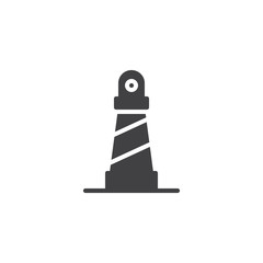 Fototapeta premium Lighthouse icon vector, filled flat sign, solid pictogram isolated on white. Beacon symbol, logo illustration.