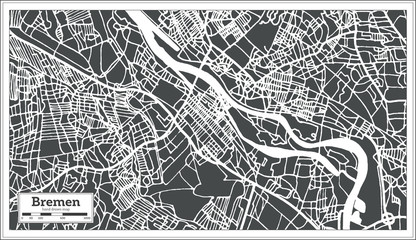 Bremen Germany City Map in Retro Style. Outline Map.