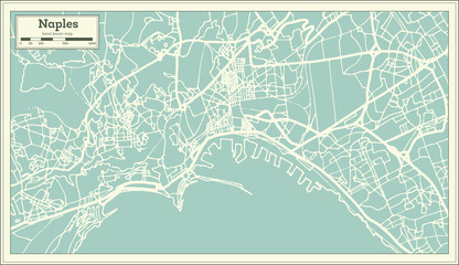 Naples Italy City Map in Retro Style. Outline Map.