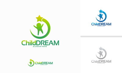 Kid School logo designs Concept, Child Dreams Logo designs Template vector