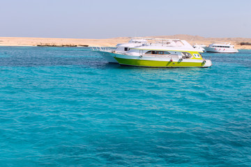 yachts on the blue seabass of the sea. summer