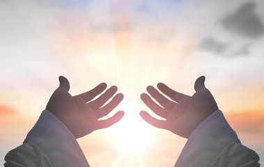 Hands of Jesus Christ silhouette
