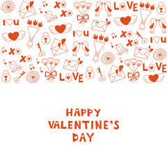 Cute Banner with Handlettering. Hand Drawn Doodles: Heart, Birds and Flowers.