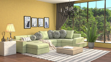 Interior living room. 3d illustration