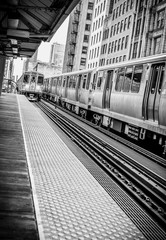 Naklejka premium Subway platform in Urban landscape