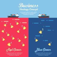 Red ocean and Blue ocean Business strategy infographic © siraanamwong