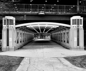 Walkway tunnel in city park