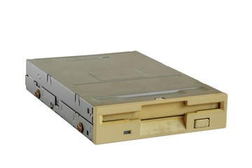 Floppy disk drive on white background