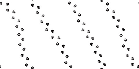Naklejka premium Dog Paw Seamless vector Pattern foot print cat paw isolated walk white
