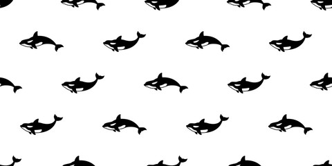 whale seamless pattern vector dolphin shark fish isolated ocean sea wallpaper background