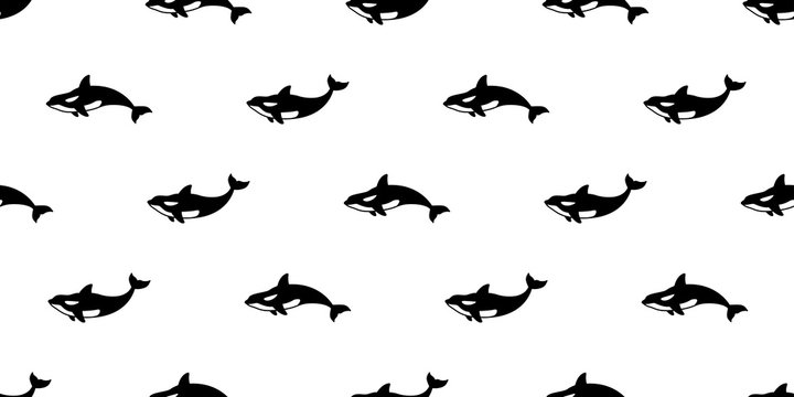 whale seamless pattern vector dolphin shark fish isolated ocean sea wallpaper background
