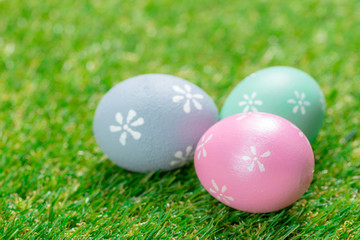 Fototapeta na wymiar easter eggs on the grass