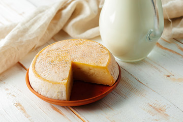cheese on wooden table