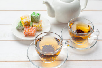 tea on the wooden table