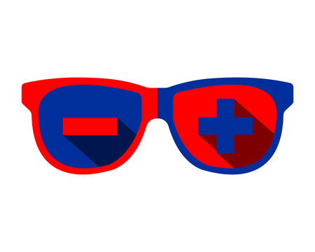negative positive eye glasses optics image vector icon logo