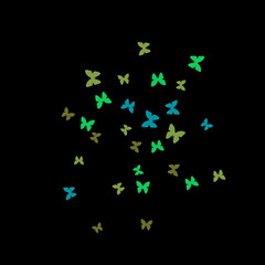 Spring Background with Colorful Butterflies. Simple Feminine Pattern for Card, Invitation, Print. Trendy Decoration with Beautiful Butterfly Silhouettes. Vector Background with Moth