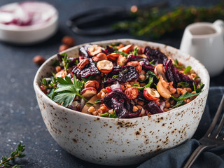 Warm buckwheat and beetroot salad