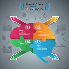 Brain Infographics origami style Vector illustration. Business icon.