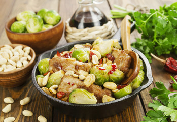 Stewed pork with brussels sprouts