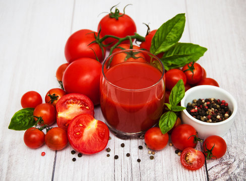 Glass with tomato juice
