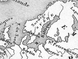 古い世界地図　北ヨーロッパ