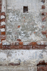 Texture with bricks in an old destroyed monastery