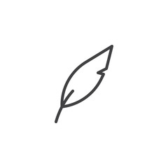Feather pen line icon, outline vector sign, linear style pictogram isolated on white. Write, blogging symbol, logo illustration. Editable stroke