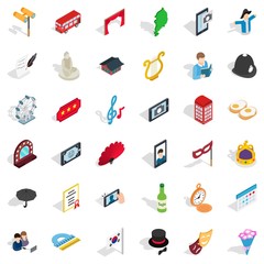Good manners icons set, isometric style