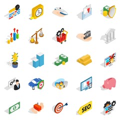 Banking house icons set, isometric style