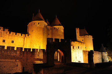 Carcassonne medieval city by night