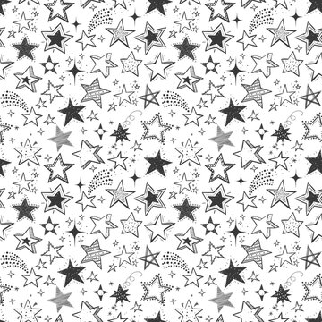 Seamless background with doodle stars