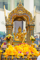 Bangkok, Thailand - January 27, 2018 : The Erawan Shrine in Bangkok. Thao Maha Phrom Shrine is a Hindu shrine in Bangkok