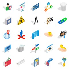 Jackpot icons set, isometric style