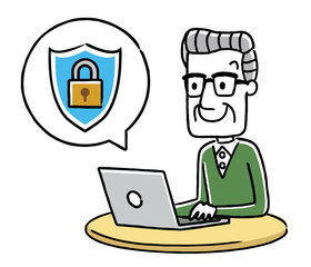 シニア男性：：インターネット、セキュリティ
