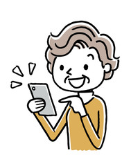 シニア女性：スマートフォン
