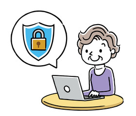 シニア女性：インターネット、セキュリティ
