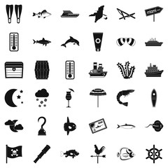 Water element icons set, simple style