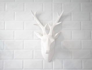 Decorative Deer Head Wall Mount, ceramic white