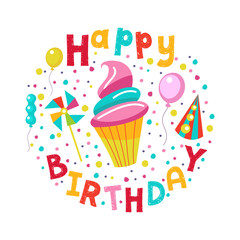 Happy birthday. Vector greeting card