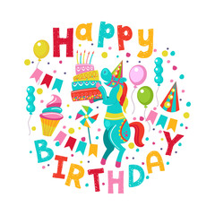 Happy birthday. Vector greeting card