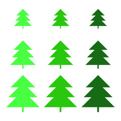 Tree vector icon. Tree sign. Christmas tree icons set.